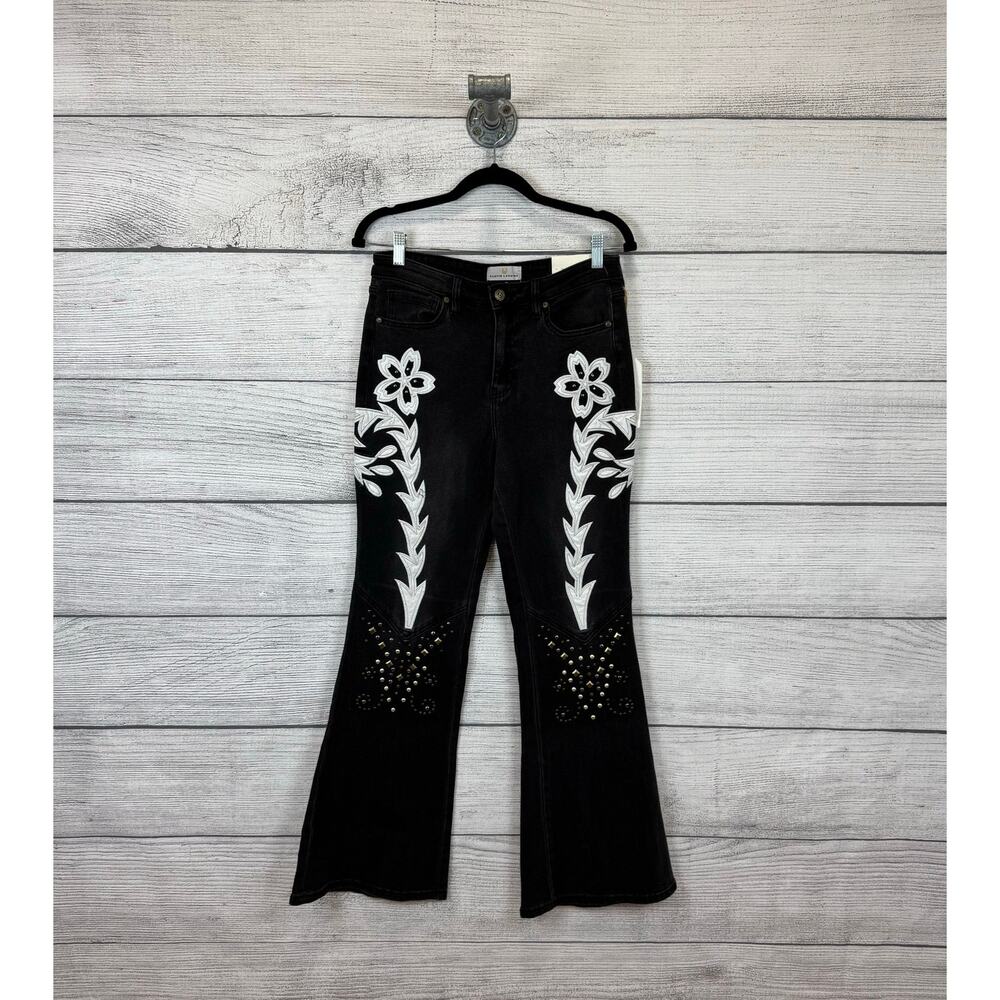 Austin Landing Women's Mid Rise Studded Western Boho Flare Jeans Size 29